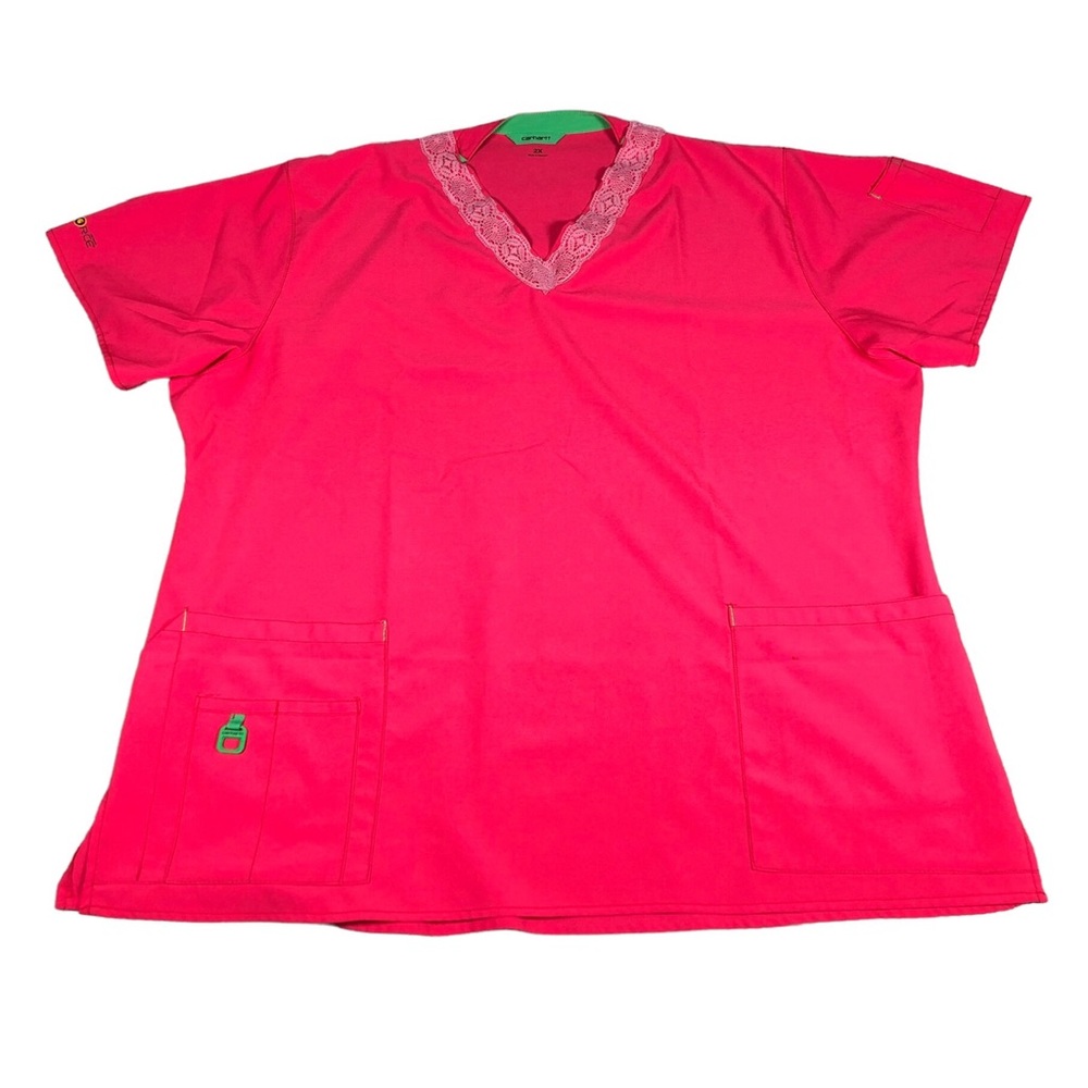 Carhartt Force Scrub Top Women's 2X Pink Medical Nurse **Altered** Laced C12110